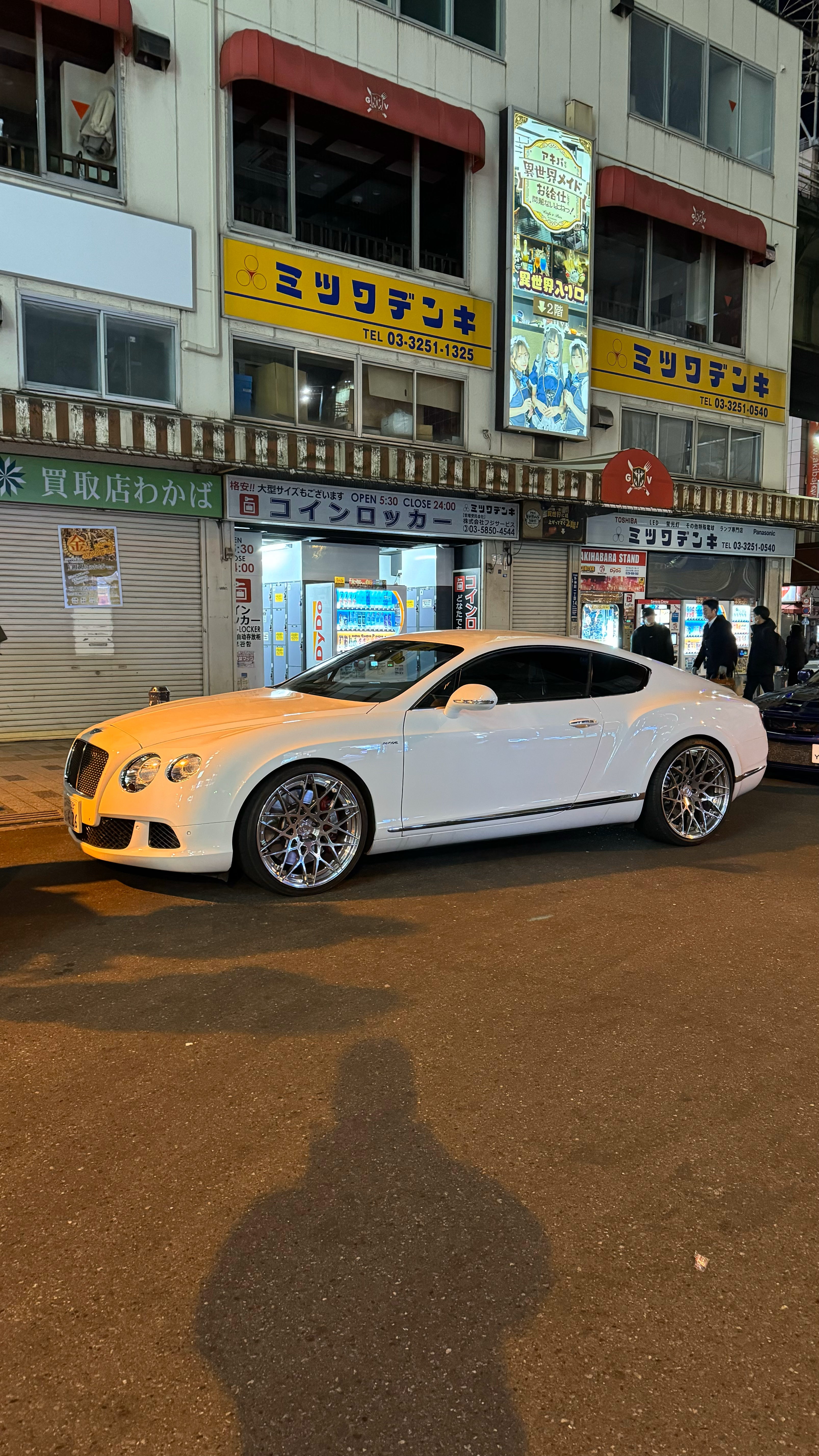 White 2015 Bentley Continental GT Speed at Akihabara, Japan.